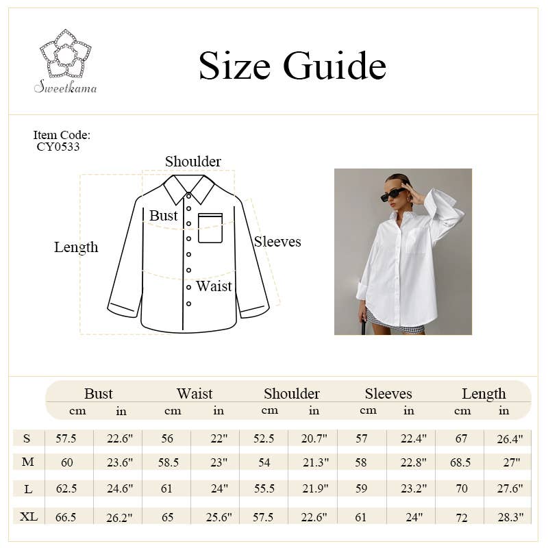 White Lapel Collar Botton Down Fit Daily Shirt CY0533