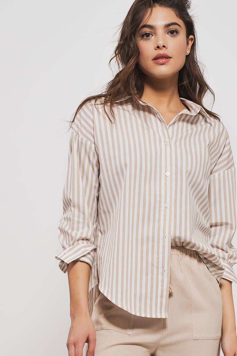 Classic Striped Collared Button-Down Shirt