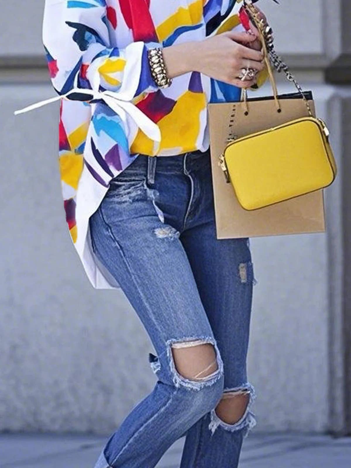 Artistic printed oversized blouse shirt