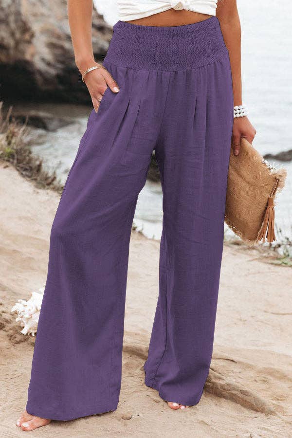 Solid Color Ladies Wide Leg Pants RX6602