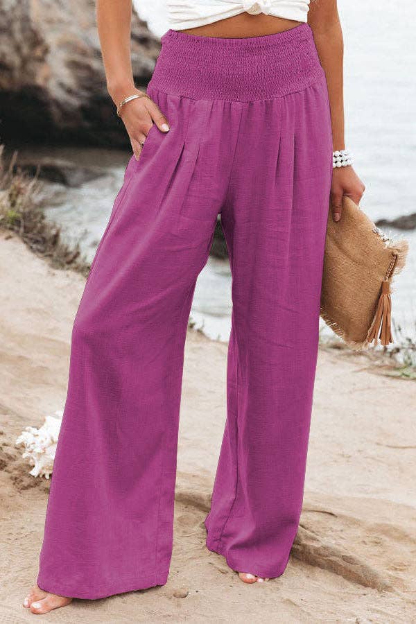 Solid Color Ladies Wide Leg Pants RX6602