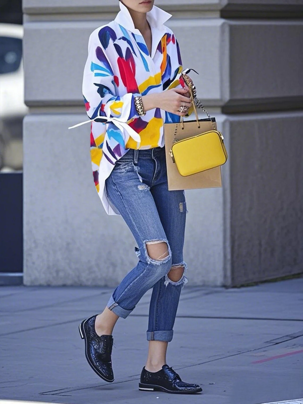 Artistic printed oversized blouse shirt