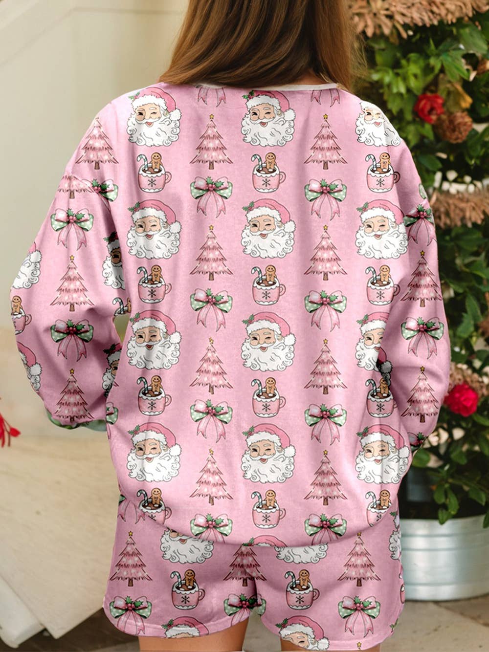 Ho Ho Ho Rhinestone Embellished Letter 2pcs Lounge Set