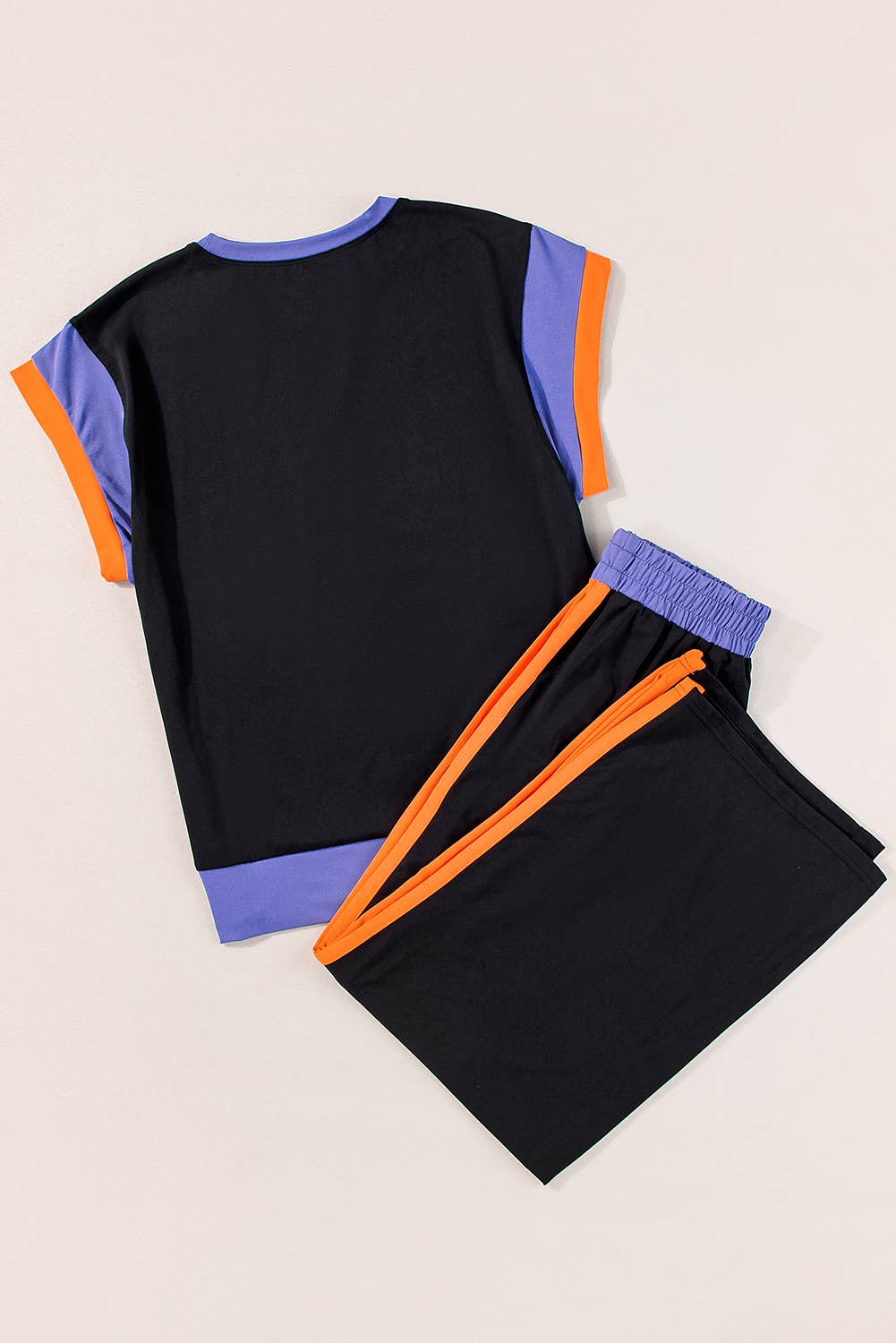 Color Block Detail Casual Two-piece Outfit