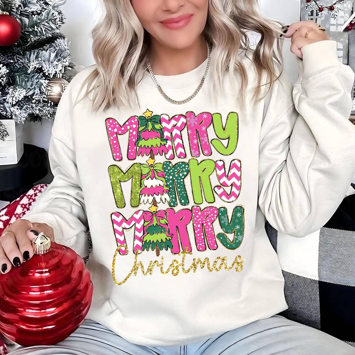 Merry Christmas Shirt, Christmas Coquette Bow Sweater