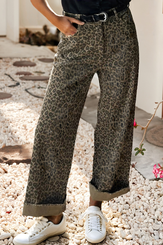 LDC Leopard Straight Leg Jeans