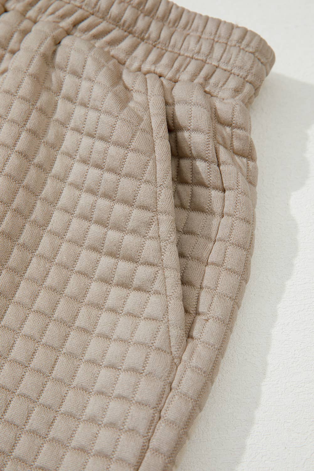 Colorblock Patchwork Textured Long Sleeve Top 2pcs Short Set