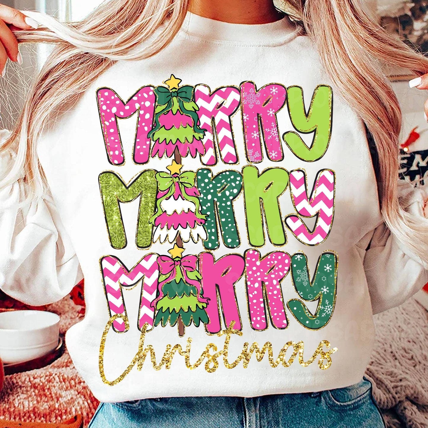 Merry Christmas Shirt, Christmas Coquette Bow Sweater