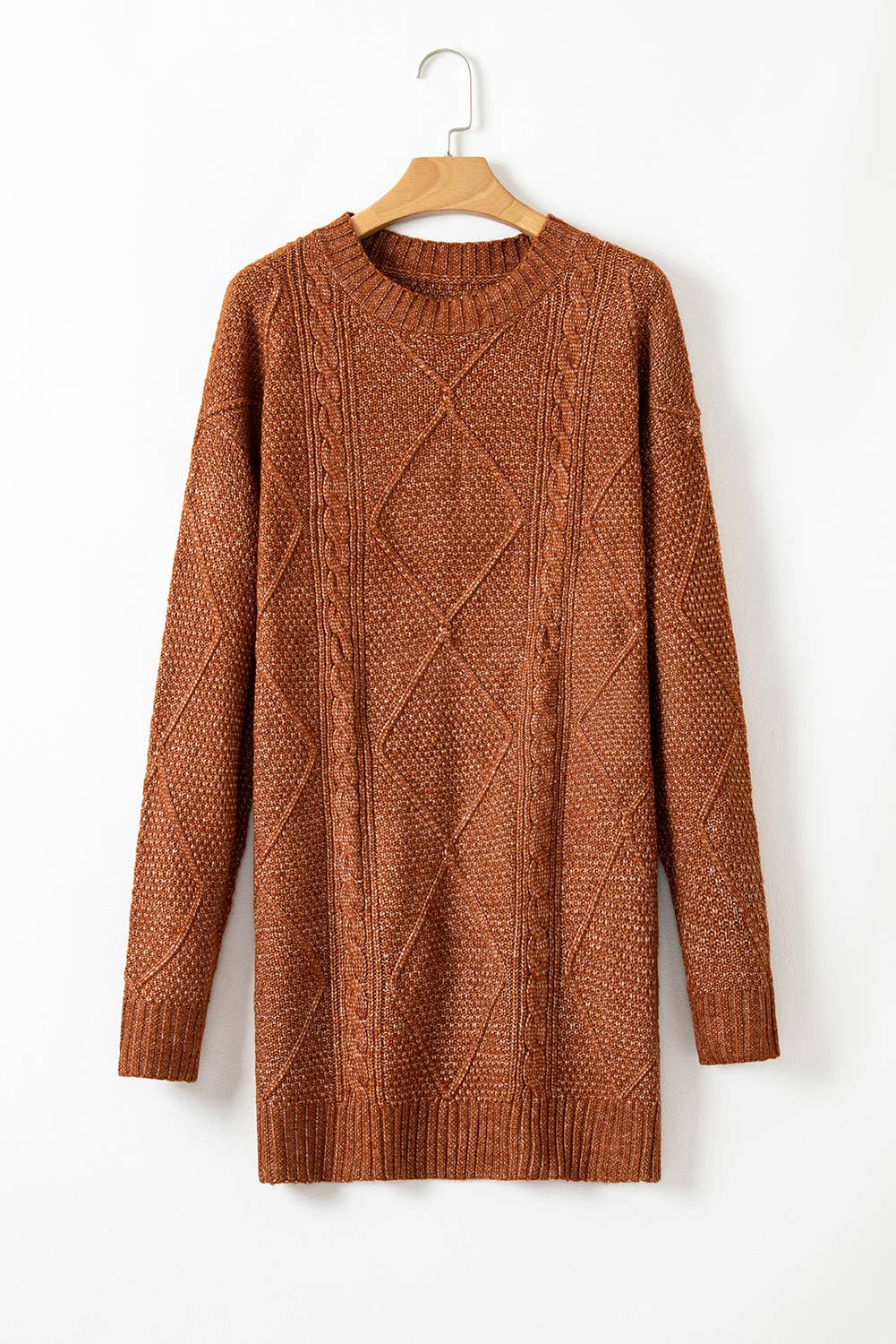 Grace Cable Knit Loose Fit Knit Sweater Dress | S-3XL